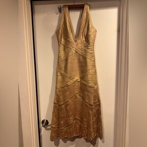 Herve Leger Gold Maxi Dress